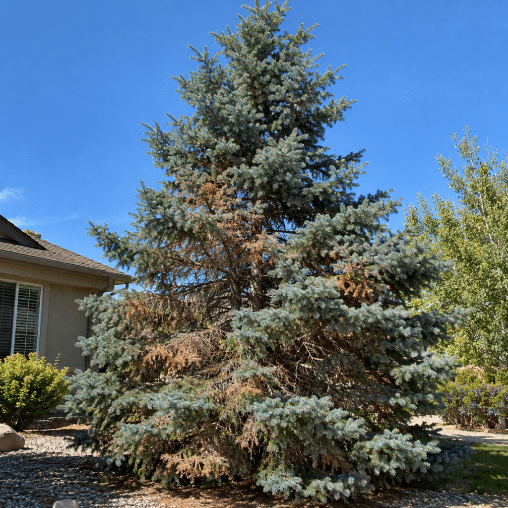 Blue spruce tree stressed or sick